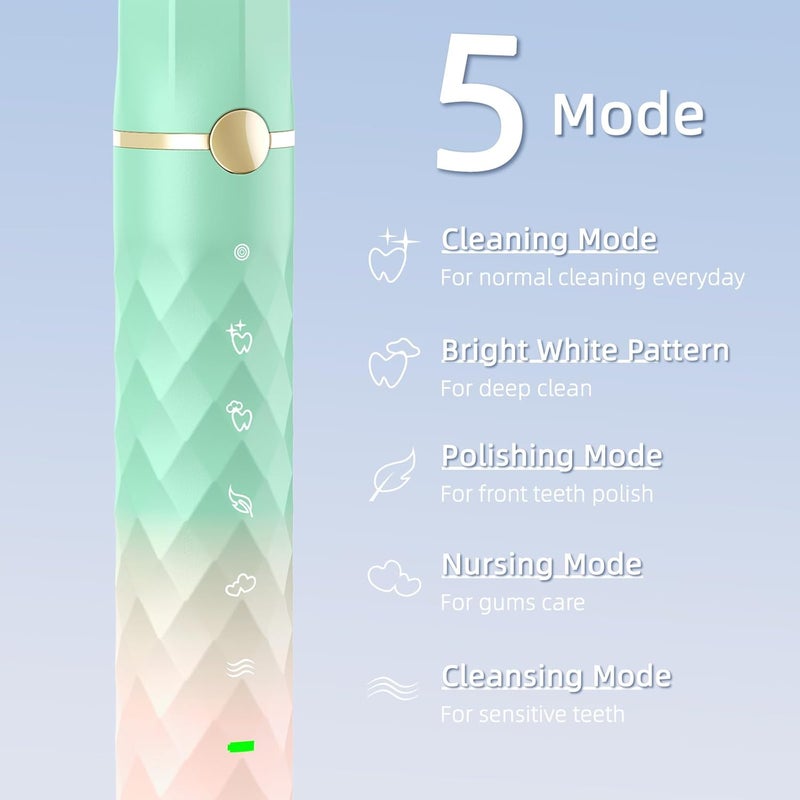 Seapeoa Electric Toothbrush Set, Equipped with 10 Brush Heads and Travel case, IPX8 Waterproof, 2-Minute Timer, 42000 high-Frequency Vibrations, 5 Modes, The First Choice for Gift Giving - Image 5